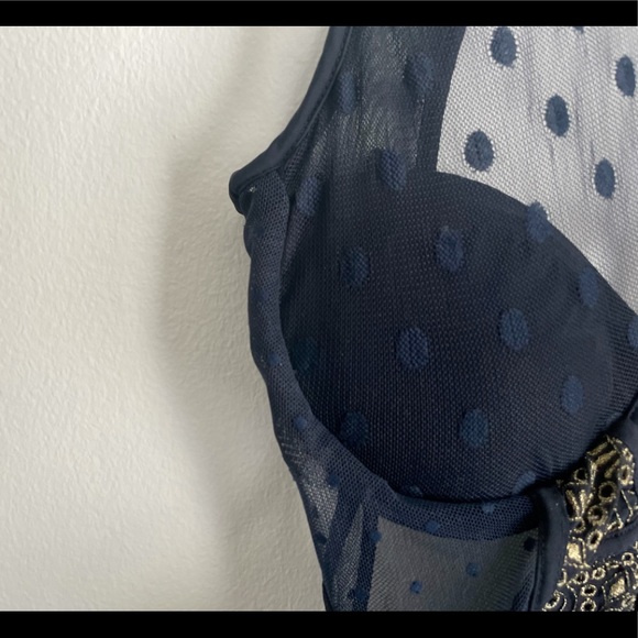 Gold Embroidered Tulle One-piece Swimsuit - Picture 10 of 15